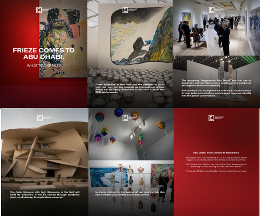 Catalyst Concepts article carousels on Abu Dhabi art and culture published across social media