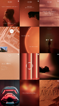 Akari Instagram feed grid of warm-toned wellness posts