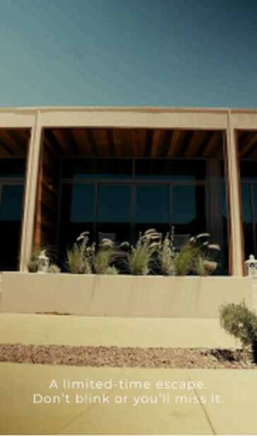 UGC video frame: villa exterior with a limited-time escape caption